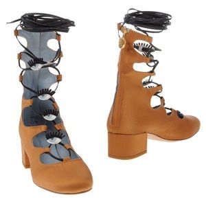 - chiara ferragni eyes lace-up heels boots gold 38